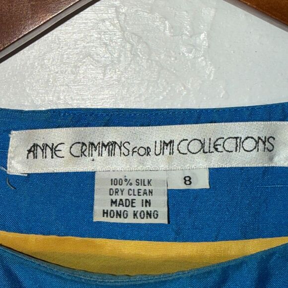 Vintage 80s Silk Colorblock Art Fashion Shift Dress Geometric Rainbow Size 8 - Picture 5 of 12